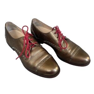 Cole Haan Women’s Metallic Bronze Oxford Shoes with Red Laces